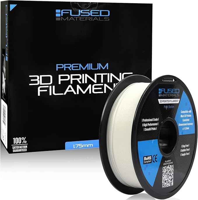 Fused Materials PLA 3D Printer Filament Fused Materials - 1kg Spool, 1.75mm, Dimensional Accuracy +/- 0.03 mm