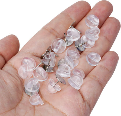 400pcs PVC Rubber Pin Backs Heliltd Butterfly Clutch Pins Tie Tacks Blank Pins for Uniform Badges Backing Holder Clasp Lapel Pin Enamel Pins(200 Sets, Clear)