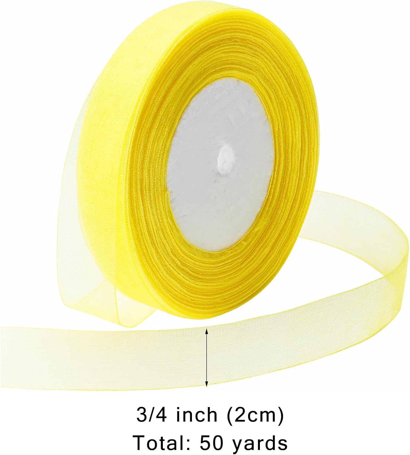 Ribbon for Gift Wrapping 3/4 inch Yellow Sheer Organza Ribbon for Flower Bouquet Tulle Thin Chiffon Ribbons for Wedding Invitations Christmas Halloween Presents Decorations Crafts 50 Yards - Crafty Corner