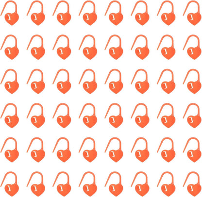 uxcell 200pcs Stitch Markers for Crocheting, Heart Shaped Crochet Marker Needle Clip Counter for Knitting Clothing Tag DIY Craft,Orange