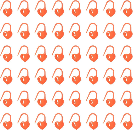 uxcell 200pcs Stitch Markers for Crocheting, Heart Shaped Crochet Marker Needle Clip Counter for Knitting Clothing Tag DIY Craft,Orange