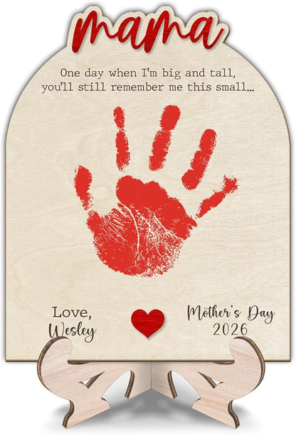DIY Mama Handprint Wooden Sign, Kids Gifts For Mom Handprint Kit, Toddler Art Craft, Mothers Day Gift Keepsake for Mum, Best Mom Ever Sign, Family Plaque with Daughter, Son Names, One Day When I'm