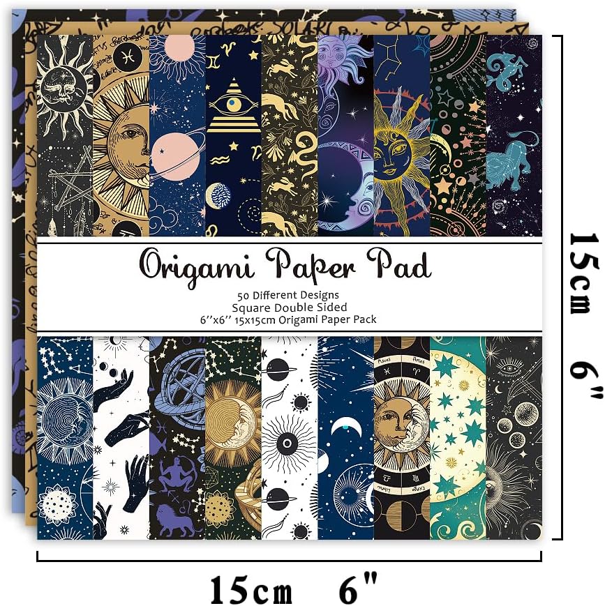Origami Paper Kit 50 Sheets 70GSM 6 Inch Square Double Sided Color 50 Vivid Japanese Washi Chiyo Colors for Hand Crafts Origami Paper Arts Creativity.Constellation - Crafty Corner