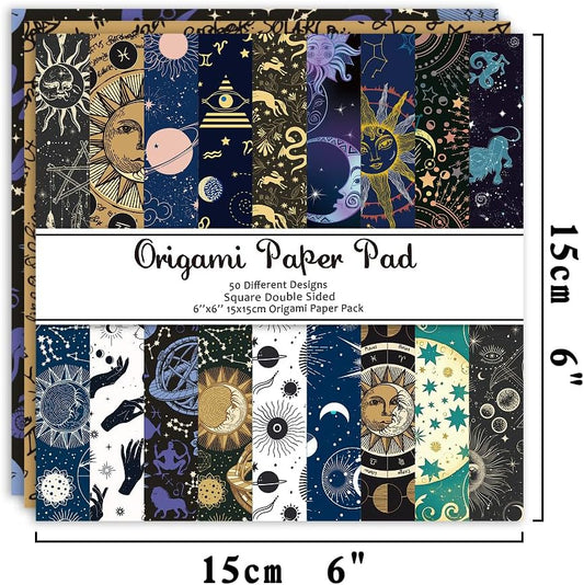 Origami Paper Kit 50 Sheets 70GSM 6 Inch Square Double Sided Color 50 Vivid Japanese Washi Chiyo Colors for Hand Crafts Origami Paper Arts Creativity.Constellation - Crafty Corner