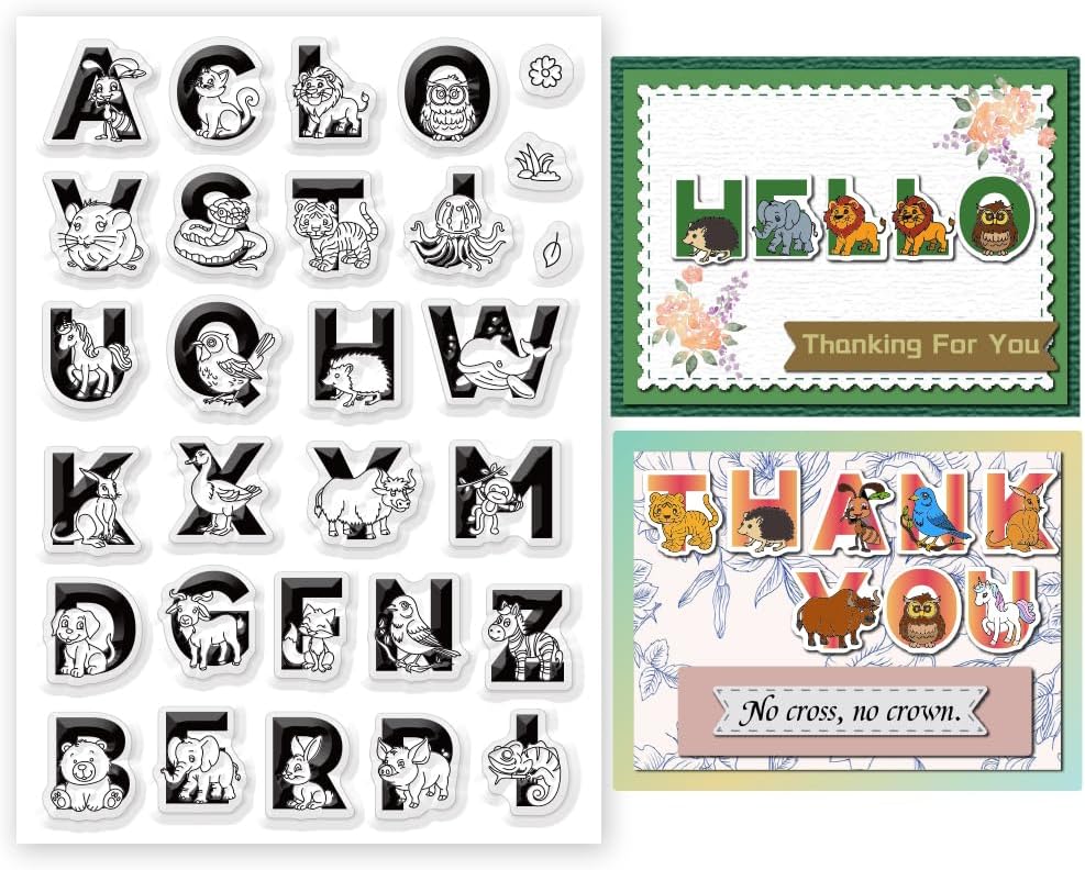 Cute Animals 26 Alphabet Clear Stamps for Card Making Decoration Cute Dog Alphabet Clear Stamps for Scrapbooking Lovely Animals Clear Stamps Educational Gifts for Playroom Classroom - Crafty Corner