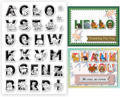 Cute Animals 26 Alphabet Clear Stamps for Card Making Decoration Cute Dog Alphabet Clear Stamps for Scrapbooking Lovely Animals Clear Stamps Educational Gifts for Playroom Classroom - Crafty Corner