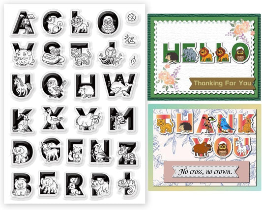 Cute Animals 26 Alphabet Clear Stamps for Card Making Decoration Cute Dog Alphabet Clear Stamps for Scrapbooking Lovely Animals Clear Stamps Educational Gifts for Playroom Classroom - Crafty Corner