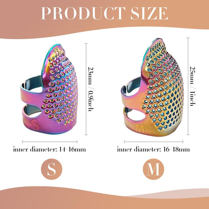 ZESION 4Pcs Sewing Thimbles, Adjustable Metal Thimbles for Hand Sewing Finger Protector, Quilting Craft Accessories for Knitting Needlework DIY Tools, Dazzling(2 Sizes, S/M)