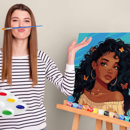 Zhanmai 12 Pack Pre Drawn Canvas for Painting Sip and Paint Kit 8" x 10" Paint Party Set Canvas Painting Pre Printed Canvases for Party Favor DIY Virtual Adult's Date Night(Charming Girl) - Crafty Corner