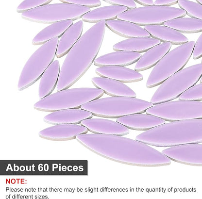 uxcell Ceramic Mosaic Tile, About 200g Teardrop Leaf Tile Mosaic Block for Handicrafts Artwork, Purple