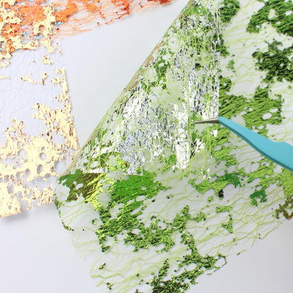 A5 Size Colorful Foil Textured Fabric Art Paper Scrapbooking Decorative, 20 Sheets Sparkle Metallic Lace Mesh for Crafts, Junk Journaling Supplies, Card Making, Collage