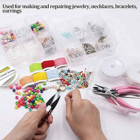 ChiweiJ 1170Pcs Jewelry Making Kit, Stainless Steel Beads and Wire DIY Bracelet Earring Accessories, Complete Jewelry Repairing Set with Storage Box, Multi Color Beads for Women Girls Craf
