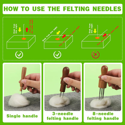 IMZAY Needles Felting Tools, 8"x10" Felting Pad, Large Needle Felting Mat, 90 Pcs Felting Needles, Felting Supplies with Wood Handles & Wool Needles for DIY Crafts