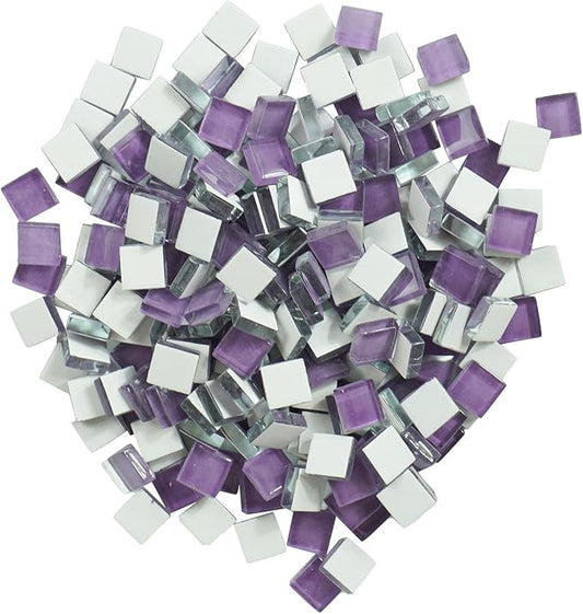 Square Glass Mosaic Tiles Bulk for Adults Crafts Supplies,200g Broken Mosaic Glass Pieces for DIY Mosaic Art Picture Frames Handmade Jewelry Coasters Decoration