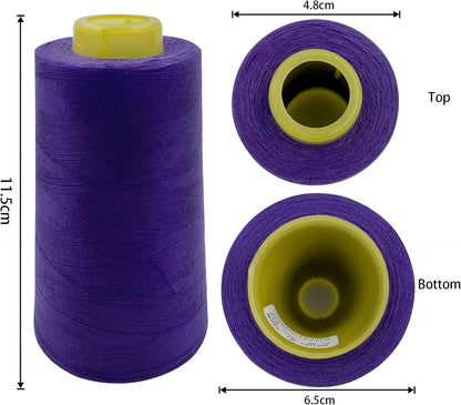 Tortoise 4 Cones of 3000 Yards Each Spool Thread for All Purpose, Serger, Overlock, Quilting, Sewing Machine - 100% Polyester - 40S/2 Purple
