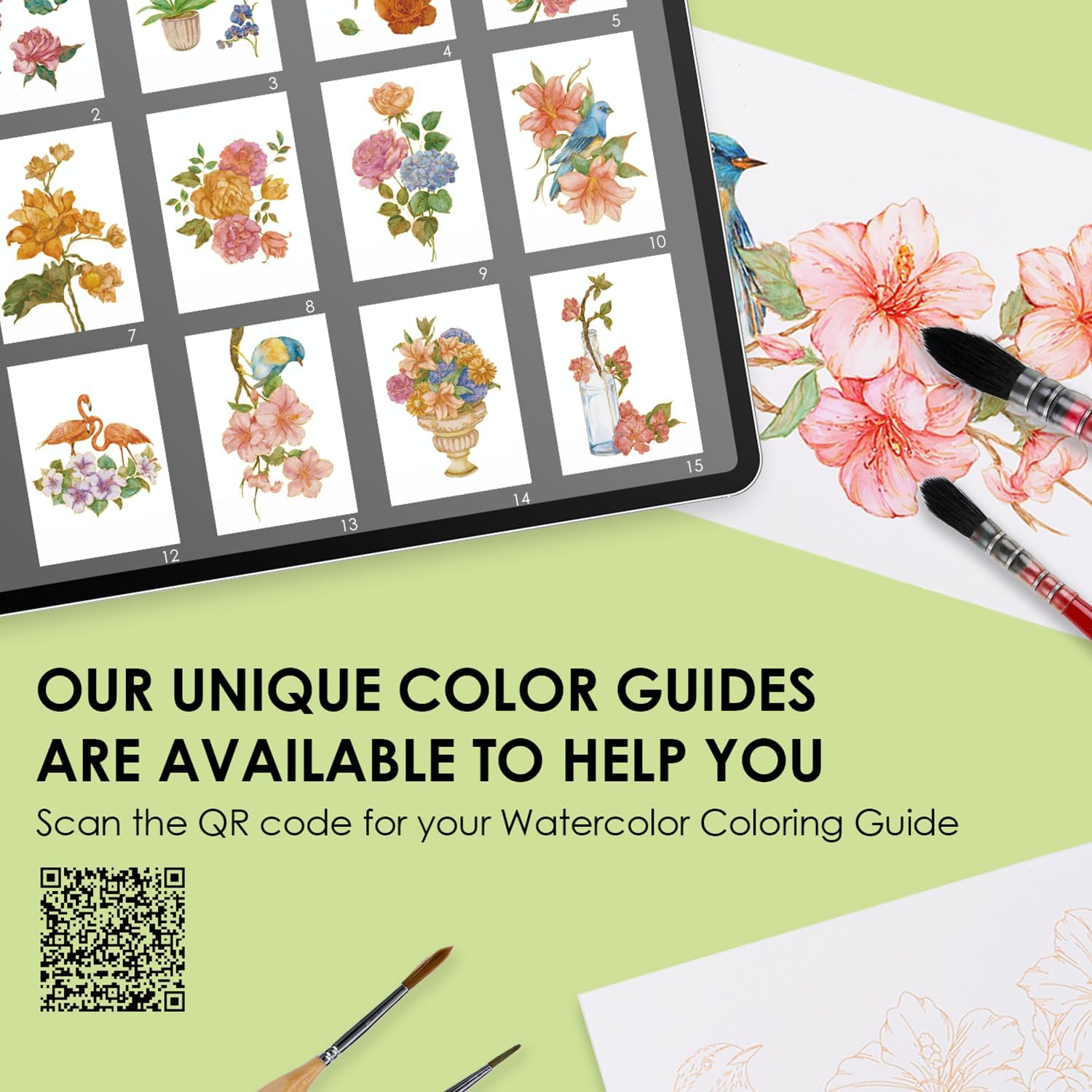Grabie Watercolor Coloring Book, 15 Sheets Art Pad A5 (8.3 x 5.8), Cotton Watercolor Book for Adults(Floral) - Crafty Corner