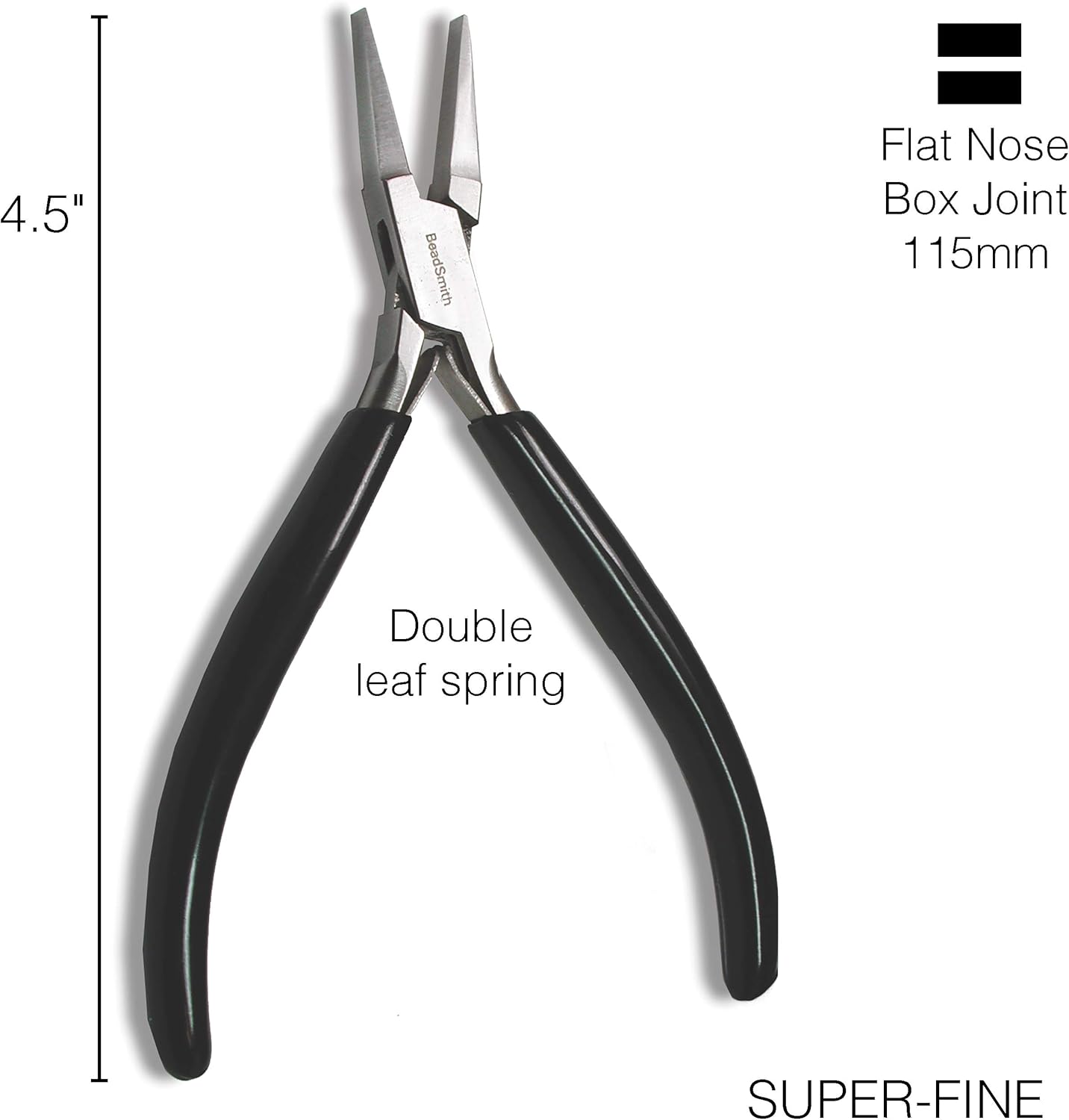 The Beadsmith Flat Nose Pliers – Extra Fine Tips – 4.5 inches (114mm) – PVC Grip Handle with Double Leaf Springs – Jewelry Making Tool for Creating Bracelets, Earrings and Necklaces - Crafty Corner