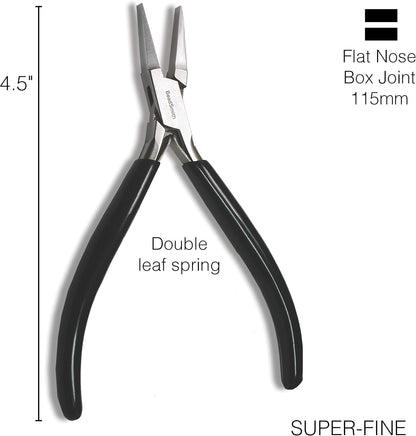 The Beadsmith Flat Nose Pliers – Extra Fine Tips – 4.5 inches (114mm) – PVC Grip Handle with Double Leaf Springs – Jewelry Making Tool for Creating Bracelets, Earrings and Necklaces - Crafty Corner