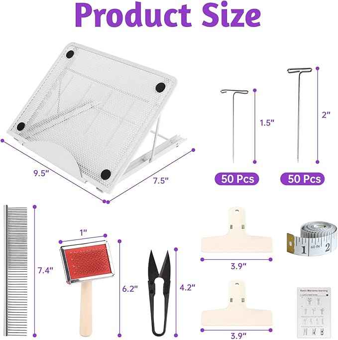 AIIQESBT 108 Pcs Macrame Board Set, 12'' × 16'' Wood Macrame Board Stand with Metal Adjustable Holder for Braiding Cording Bracelet Creating