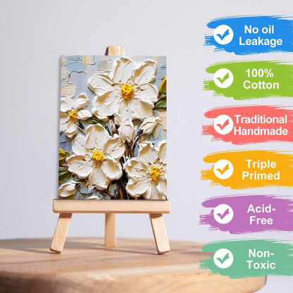 ESRICH 5x7IN Small Canvases for Painting,12 Pack Mini Canvas Boards Cotton Painting Canvas Primed Acid Free Mini Blank Canvas Panels for Oil Paint,Watercolor,Acrylic Paint,Gouache&Tempera.