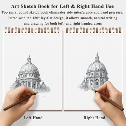 9"X12" Sketch Book Bulk, Top Spiral Bound Sketch Pad, 3 Pack 100 Sheets Each (68lb/100gsm), Acid Free Art Sketchbook Artistic Drawing Painting Writing Paper for Kids Adults Beginners Artists - Crafty Corner