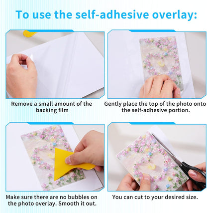 100 Pack Matte Self Adhesive Laminating Sheets, Clear Laminating Sheets Holographic Sticker Paper Clear Vinyl, Matte Finish Self Sealing Lamination Sheet, with Scraper, 8.38" x 11.8"