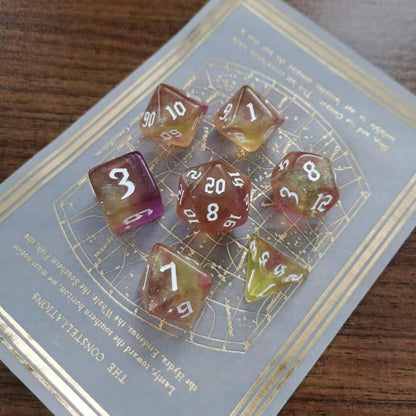 DND RPG Dice Set, Nebula Polyhedral Dice for Dungeons and Dragons, Mystery 7-Piece Set (Pale Yellow)
