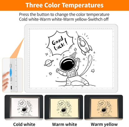 Elice Magnetic A3 Light Board with Bag for Diamond Painting, Tracing LED Light Box with Side Buttons, Super Bright Diamond Art Light Pad, Light Table for Drawing, Sketching, Weeding Vinyl - White