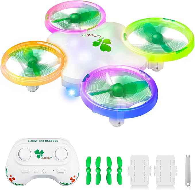 Clover Drone for Kids – Beginner-Friendly LED Quadcopter with Dual Modular Batteries, Easy to Fly, Altitude Hold, One-Key Takeoff, 360 Flips – Gift for Boys & Girls Age 6+
