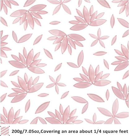 Youway Style Pink Leaf Mosaic Tiles for Crafts Bulk,200g Petal Mosaic Glass Pieces,Flower Glass Tiles for Christmas Mosaic Decorations,Garden Mosaic Supplies Kit