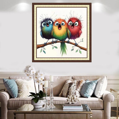 Findvoor Counted Cross Stitch Kits for Adults Full Range of Cross Stitching Embroidery Unprinted Pattern for Beginners, 11CT Needlepoint Kit Patterns Embroidery Kits-Three Colorful Birds 18x18 inch