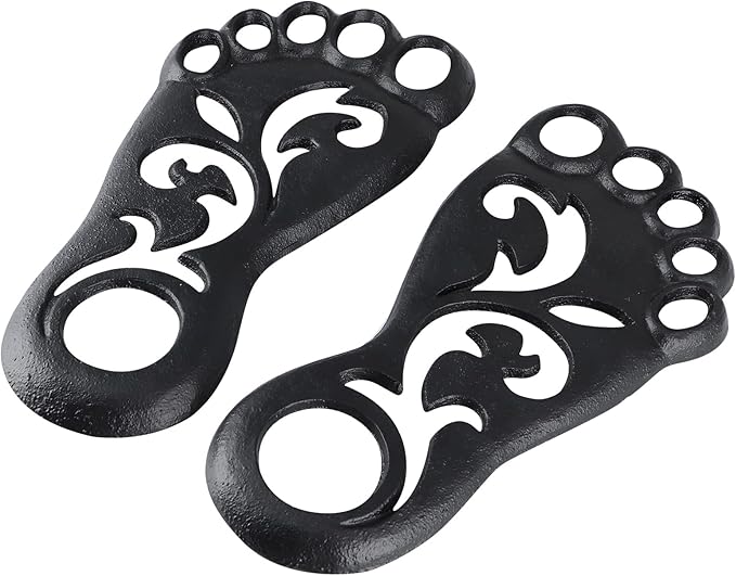 MDLUU Pair of Footprint Stepping Stone, Cast Iron Flagstone, Decorative Feet Stepping Stone for Garden Walkway, Flower Bed