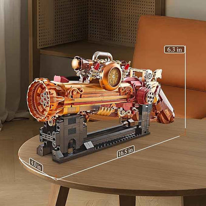 Finger Rock Ideas Steampunk Mechanical Gun Weapon Building Blocks Set for Adults, Gun Building Kit with a Base for Display, 899 PCS Classic Toy Weapon Model Collection Gifts for Teens 14+