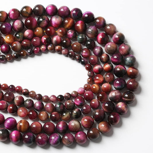 90pcs 4mm Top AAA Natural Tiger Eye Beads for Jewelry Making Rose Red Starry Sky Tiger Eye Stone Round Loose Beads DIY Bracelet Necklace Earrings(Rose Red Starry Sky Tiger Eye, 4mm)