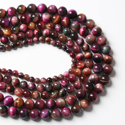 48pcs 8mm Top AAA Natural Tiger Eye Beads for Jewelry Making Rose Red Starry Sky Tiger Eye Stone Round Loose Beads DIY Bracelet Necklace Earrings