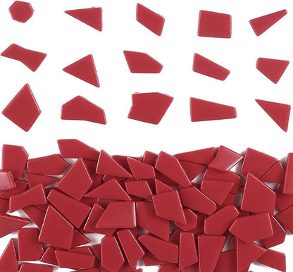 Youway Style Red Mosaic Tiles for Crafts Bulk,200g Broken Glass Tiles for DIY Holiday Mosaic Art Decor,Garden Mosaic Supplies Pieces