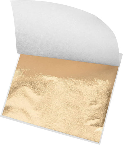 MECCANIXITY Gold Leaf Foil Sheet Champagne Gold Leaf Paper 3.3 x 3.1inch for Art Decoration, Sculpture, Painting, Pack of 100
