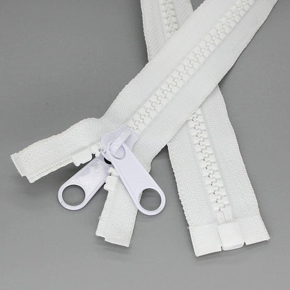 Leekayer 2PCS #10 48 Inch Heavy Duty Zippers for Sewing Separating Large Plastic Zippers White Tape with Double Pull Tab Slider, Sleeping Bag, Boat, Canvas, Cover, Trampoline, Dog Bed,Tent (48" 2pcs)