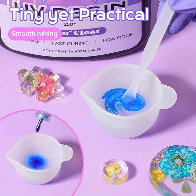 HeyClear 250g UV Resin kit -Crystal Clear, Hard UV Epoxy Resina para Manualidades Fast Curing Glue uv with Silicone Molds, Mat for Beginners Jewelry Making, DIY Crafts Art, Casting Coating