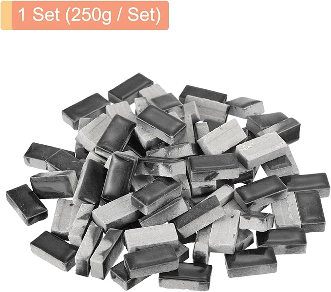 MECCANIXITY 250g Ceramic Mosaic Tiles for Crafts Bulk, Rectangle Black Ceramic Tile for Mosaic Kits Garden Stepping Stone Cup Mat