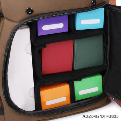 ENHANCE Designer Edition TCG Backpack - MTG Deck Bag Card Binder Space, TCG Deck Box Storage, MTG Playmat Holder - Card Storage Compatible with Magic the Gathering, Pokemon, Lorcana (Canvas Tan)