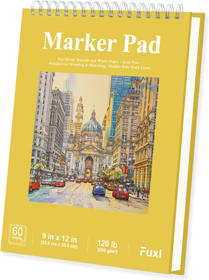 Marker Paper Sketchbook, 9"X12" Alcohol Marker Paper, 60 Sheets (200gsm/ 120lb) Marker Sketchbook Bleedproof, Professional Art Supplies for Adults & Teens. - Crafty Corner