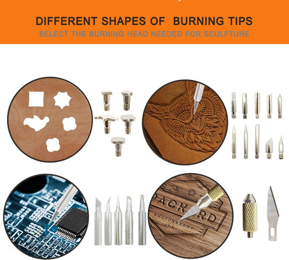 Wood Burning Kit, 110 Pieces Wood Burning Tool with Adjustable Temperature 200-420°C, Professional Wood Burner Pen for Embossing Carving Soldering - Crafty Corner