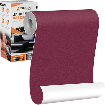 Leather Repair Tape, 4.7x63 inch Leather Patches for Furniture, Self Adhesive Leather Repair Patch for Sofas, Couches, Leather Covers, Seats, Chairs, Vinyl Repair Tape Wine Red