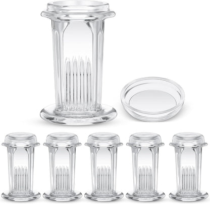 Sieral 6 Pieces Staining Jar 5 Slides Capacity Staining Tank 60 ml Glass Jar with Lid for Lab Microscope Supplies