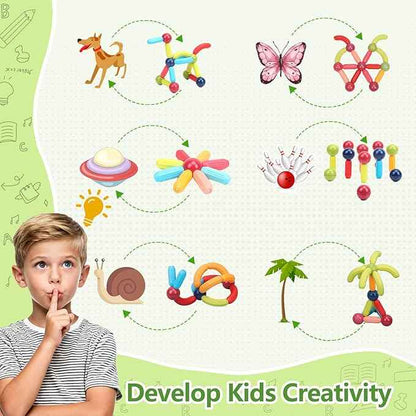 COUOMOXA Magnetic Building Blocks STEM for Toddlers: 74pcs Montessori Magnet Toys for 3 4 5 6 7 8+ Years Old Kids - Sensory Toys for Preschool Gifts-Starter Set - Birthday Gift for Boys Girls