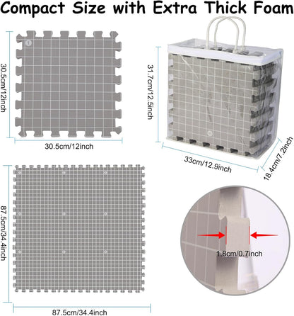MEVOME Blocking Mats for Knitting with 20pcs Knitting Blockers 200 T-pins 104 Locking Stitch Markers, Extra Thick Block Boards with Grids Storage Bag for Needlepoint Crochet - Pack of 9 (Gray)