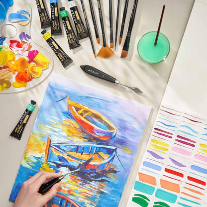 ARTEZA Canvas Boards for Painting, 11 x 14 Inches, Pack of 14, Blank White Canvas Panels for Acrylic, Oil, Gouache & Tempera Painting