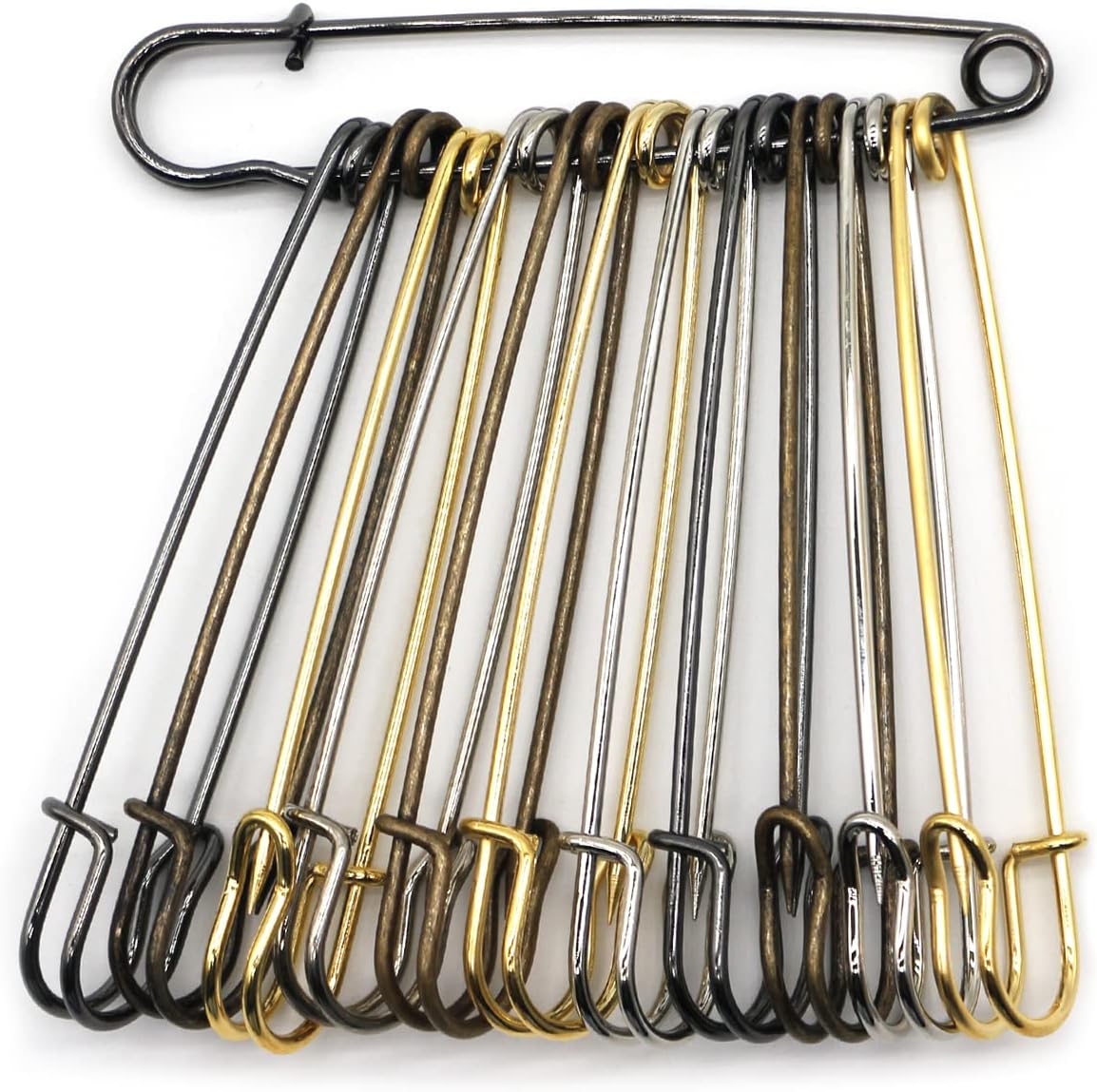 vrupin 16pcs Extra-Large 4inch Safety Pins for Crafting, Heavy Duty Blanket Pins Bulk Steel Fasteners for Blankets Crafts DIY Craftsmanship Skirts Kilts Brooch Making