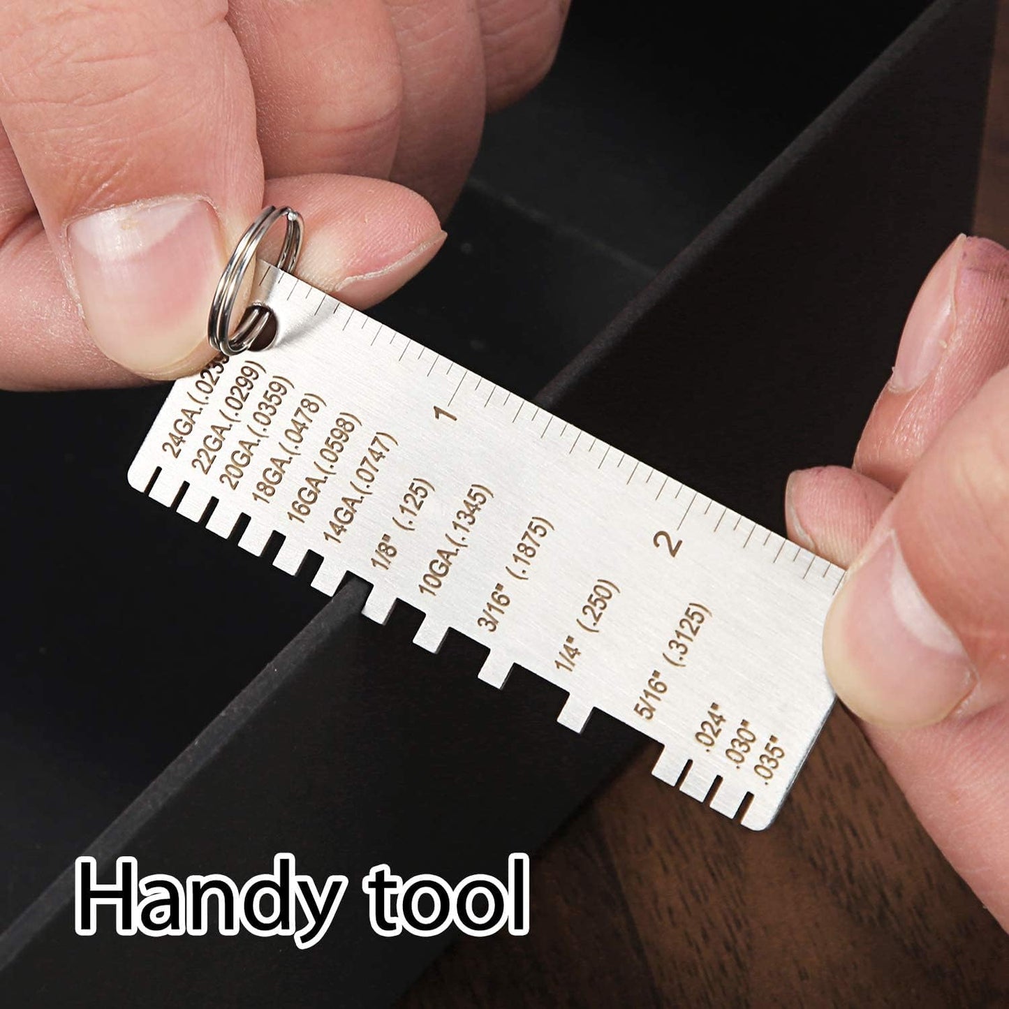 ZeeDix 4 Pcs Stainless Steel Metal Sheets Welding Thickness Gauge- Wire Gauge Measurement Tool, Standard Dual-Sided Round Wire Cable Sheet Gage and Wire Welding Material Thickness Gauge